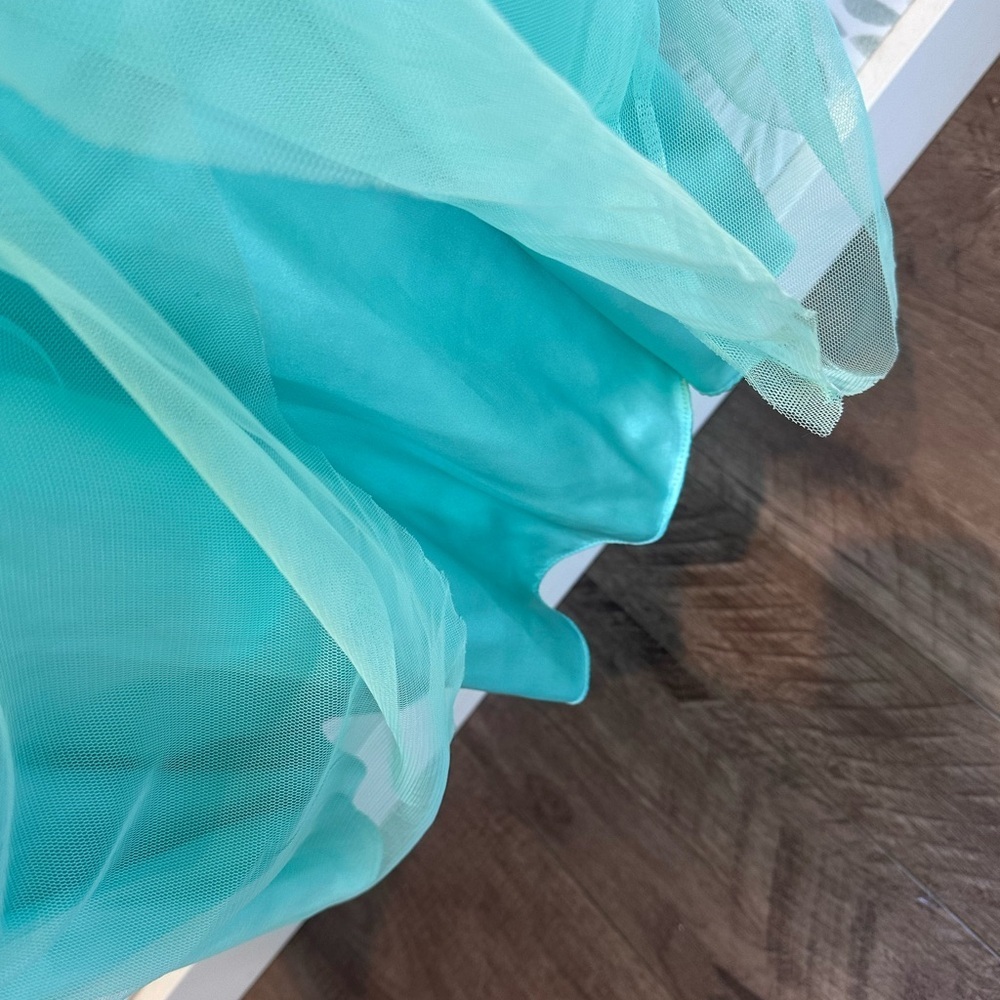 Morgan & Co Turquoise Green Strapless Formal Prom Dress Juniors Sz 1/2 Sequin - Picture 7 of 9